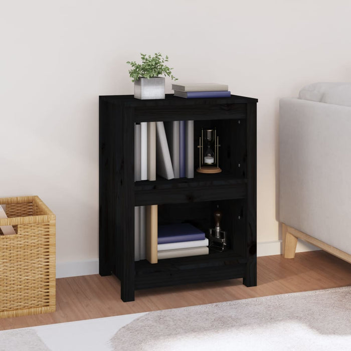 vidaXL Book Cabinet Black 50x35x68 cm Solid Wood Pine