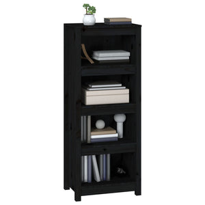 vidaXL Book Cabinet Black 50x35x125.5 cm Solid Wood Pine