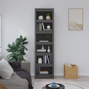 vidaXL Book Cabinet Grey 50x35x183 cm Solid Wood Pine