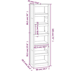 vidaXL Book Cabinet Grey 50x35x183 cm Solid Wood Pine