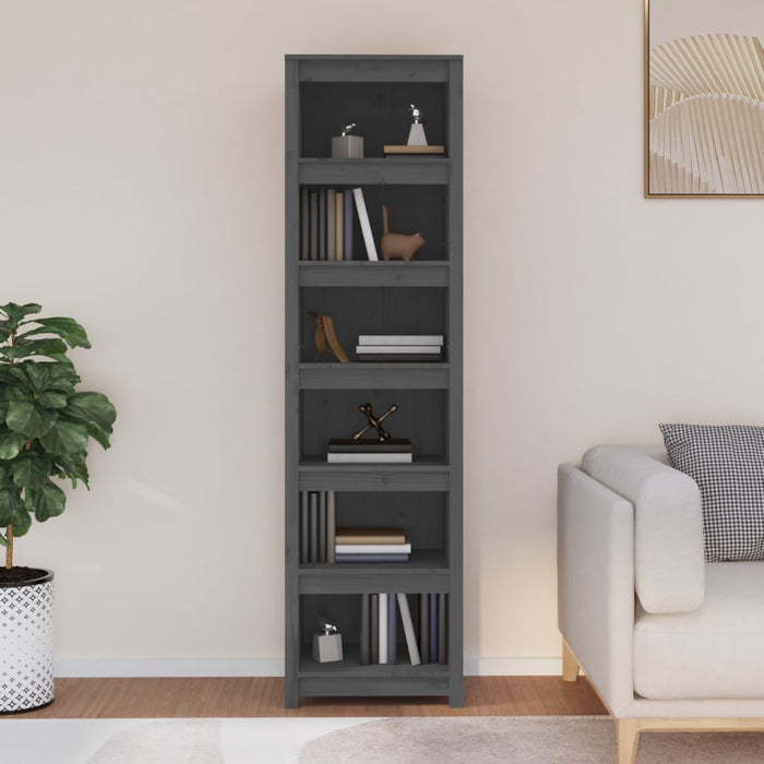 vidaXL Book Cabinet Grey 50x35x183 cm Solid Wood Pine