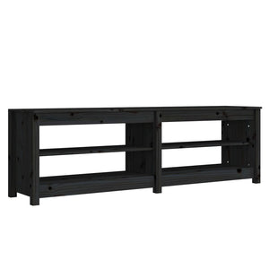 vidaXL Shoe Bench Black 160x36.5x50 cm Solid Wood Pine