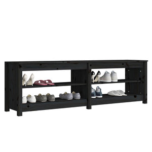 vidaXL Shoe Bench Black 160x36.5x50 cm Solid Wood Pine