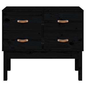 vidaXL Console Cabinet Black 90x40x78 cm Solid Wood Pine