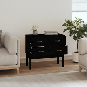 vidaXL Console Cabinet Black 90x40x78 cm Solid Wood Pine