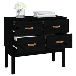 vidaXL Console Cabinet Black 90x40x78 cm Solid Wood Pine