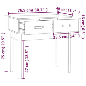 vidaXL Console Table Grey 76.5x40x75 cm Solid Wood Pine