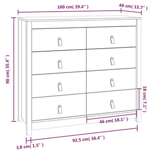 vidaXL Side Cabinet Grey 100x40x90 cm Solid Wood Pine