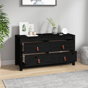 vidaXL Side Cabinet Black 100x40x54 cm Solid Wood Pine