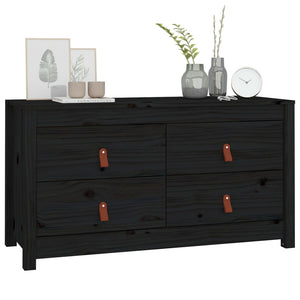 vidaXL Side Cabinet Black 100x40x54 cm Solid Wood Pine