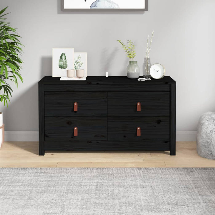 vidaXL Side Cabinet Black 100x40x54 cm Solid Wood Pine