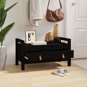 vidaXL Hall Bench Black 80x40x43 cm Solid Wood Pine