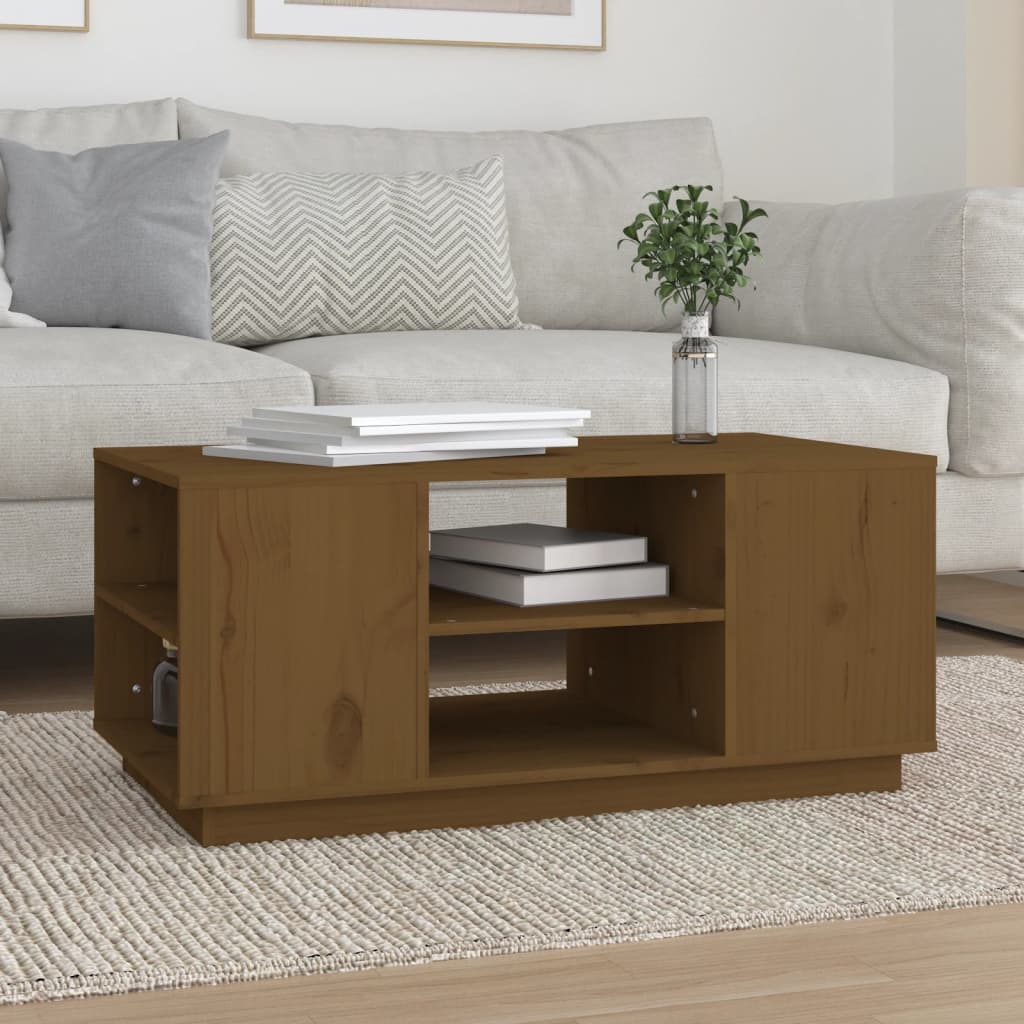 vidaXL Coffee Table Honey Brown 90x49x40.5 cm Solid Wood Pine