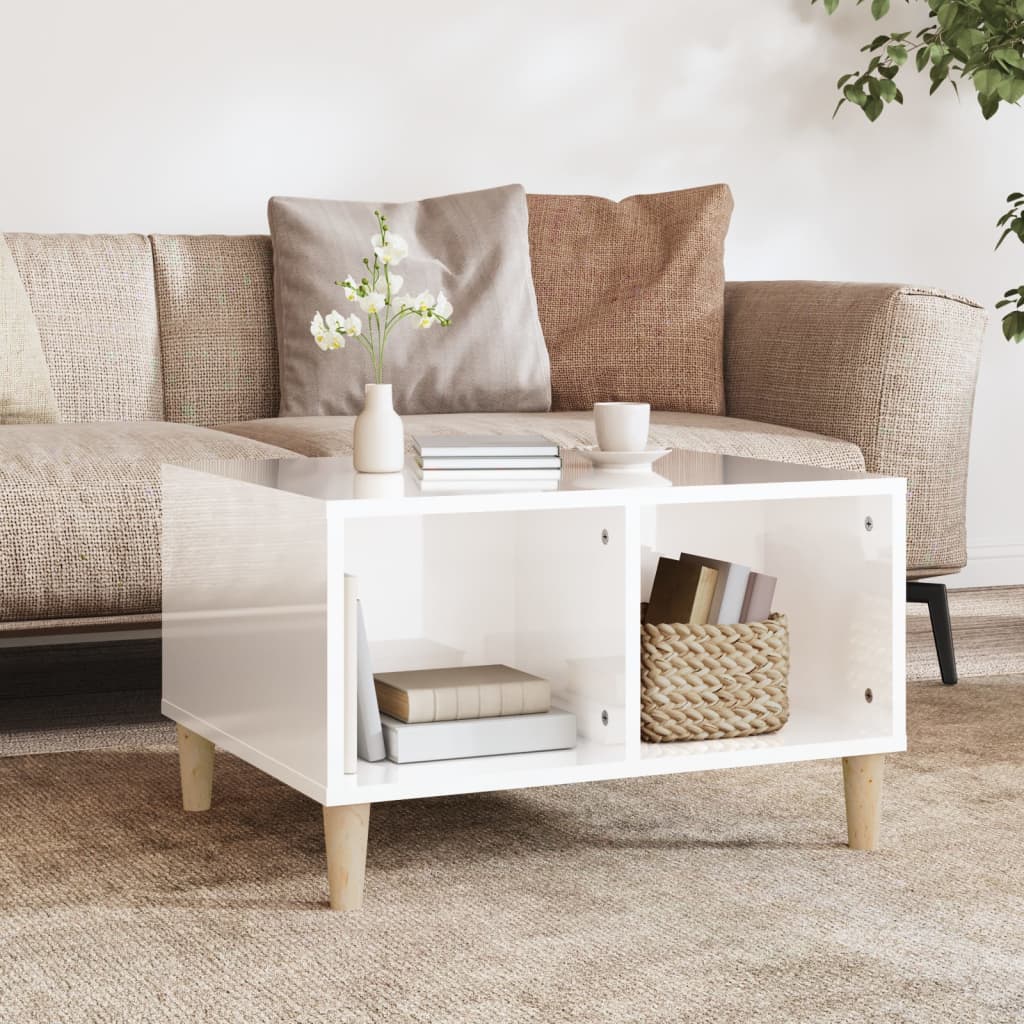 vidaXL Coffee Table High Gloss White 60x50x36.5 cm Engineered Wood