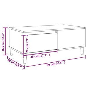 vidaXL Coffee Table Smoked Oak 90x50x36.5 cm Engineered Wood