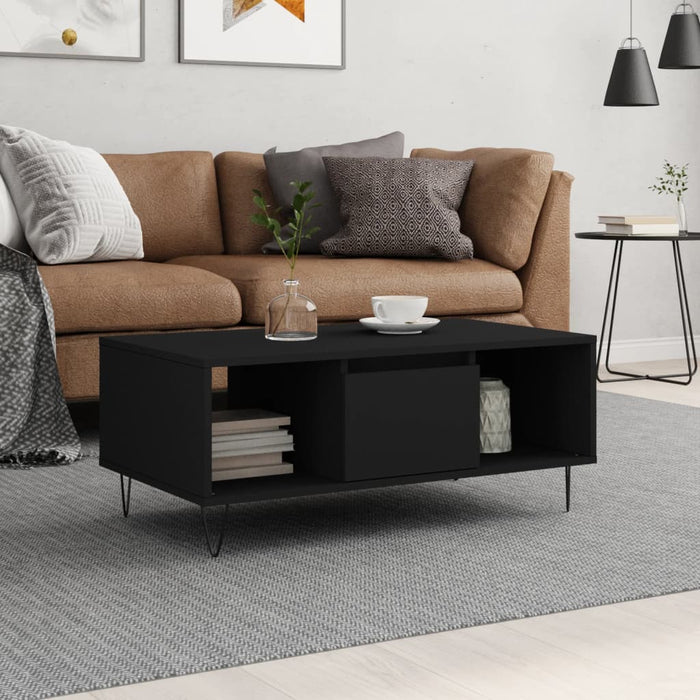 vidaXL Coffee Table Black 90x50x36.5 cm Engineered Wood