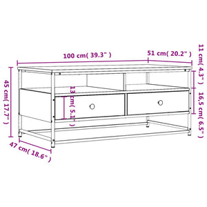 vidaXL Coffee Table Smoked Oak 100x51x45 cm Engineered Wood