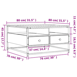 vidaXL Coffee Table Smoked Oak 80x80x45 cm Engineered Wood