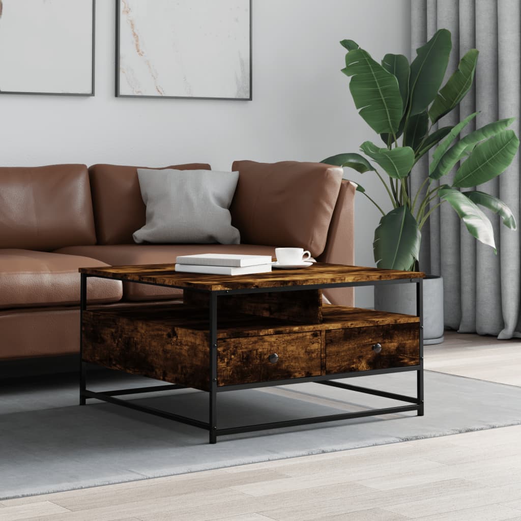 vidaXL Coffee Table Smoked Oak 80x80x45 cm Engineered Wood