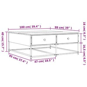 vidaXL Coffee Table Smoked Oak 100x99x40 cm Engineered Wood