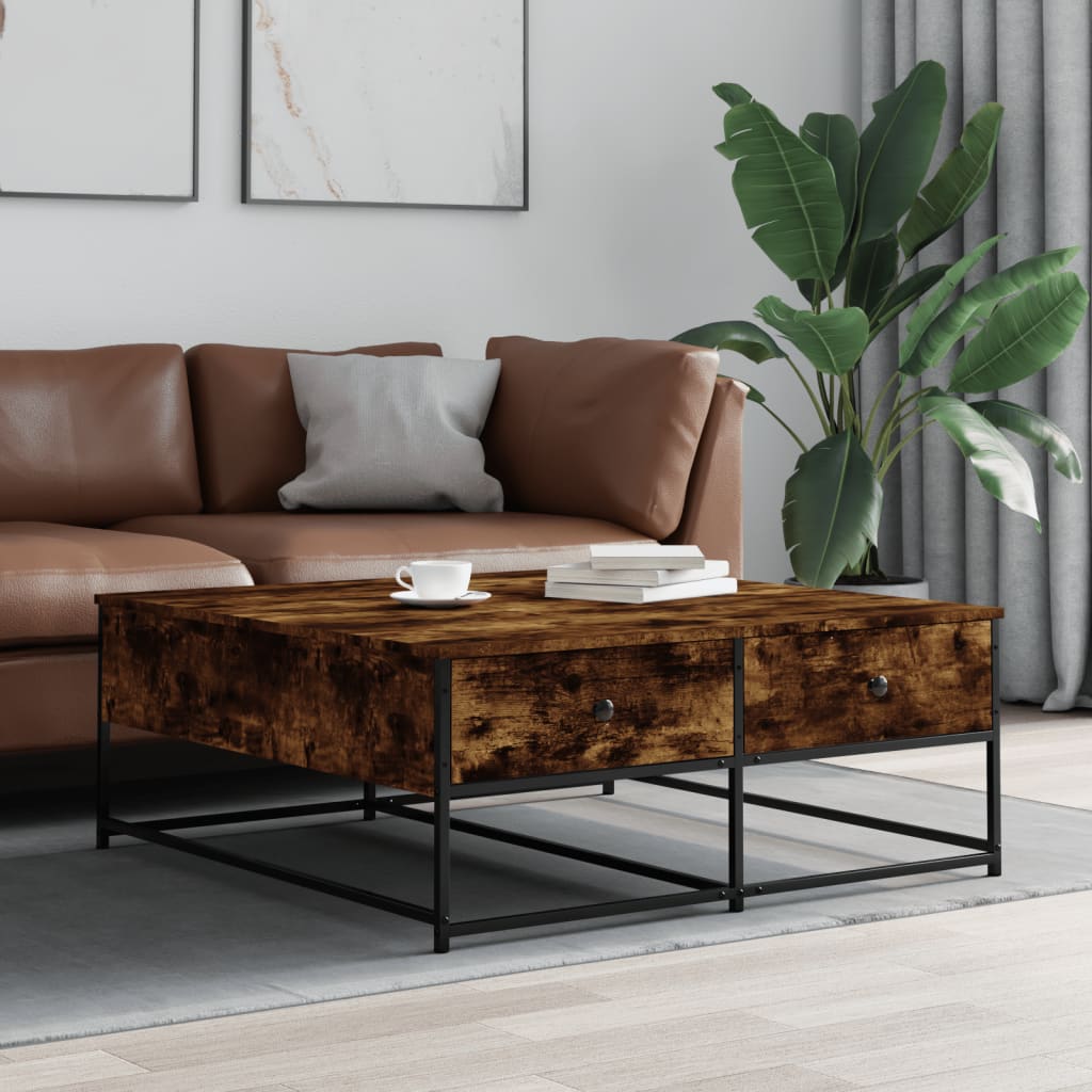 vidaXL Coffee Table Smoked Oak 100x99x40 cm Engineered Wood