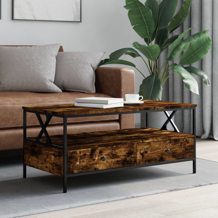 vidaXL Coffee Table Smoked Oak 100x51x45 cm Engineered Wood