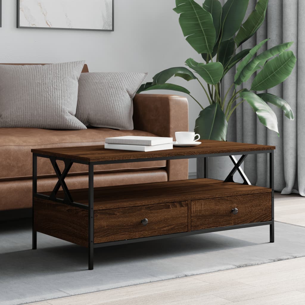 vidaXL Coffee Table Brown Oak 100x51x45 cm Engineered Wood