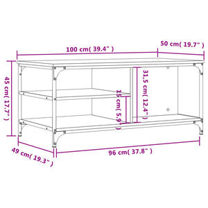 vidaXL Coffee Table Black 100x50x45 cm Engineered Wood