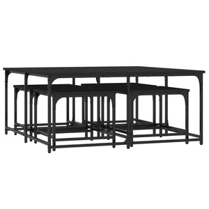 vidaXL Nesting Coffee Tables 5 pcs Black Engineered Wood