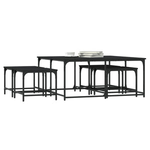 vidaXL Nesting Coffee Tables 5 pcs Black Engineered Wood