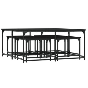 vidaXL Nesting Coffee Tables 5 pcs Black Engineered Wood