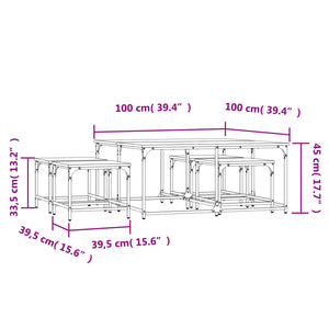 vidaXL Nesting Coffee Tables 5 pcs Black Engineered Wood