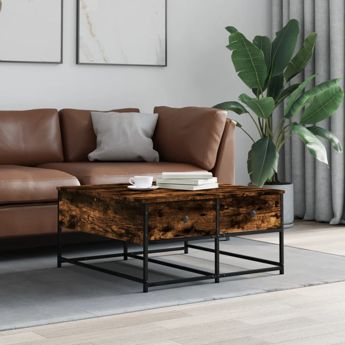 vidaXL Coffee Table Smoked Oak 80x80x40 cm Engineered Wood