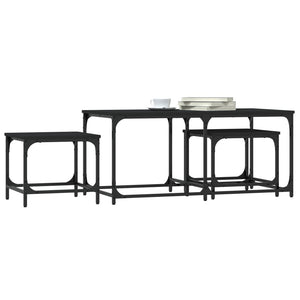 vidaXL Nesting Coffee Tables 3 pcs Black Engineered Wood