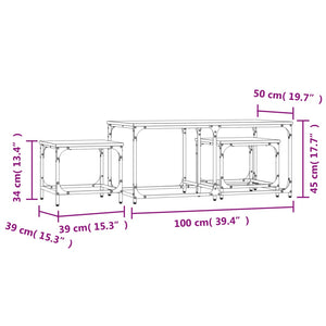 vidaXL Nesting Coffee Tables 3 pcs Black Engineered Wood