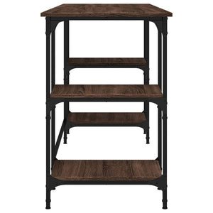 vidaXL Desk Brown Oak 140x50x75 cm Metal and Engineered Wood