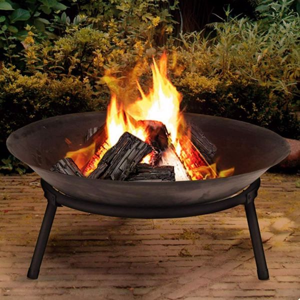 Cast Iron Fire Pit Garden Patio Burner Bowl For Wood Charcoal Camping Stove Pan