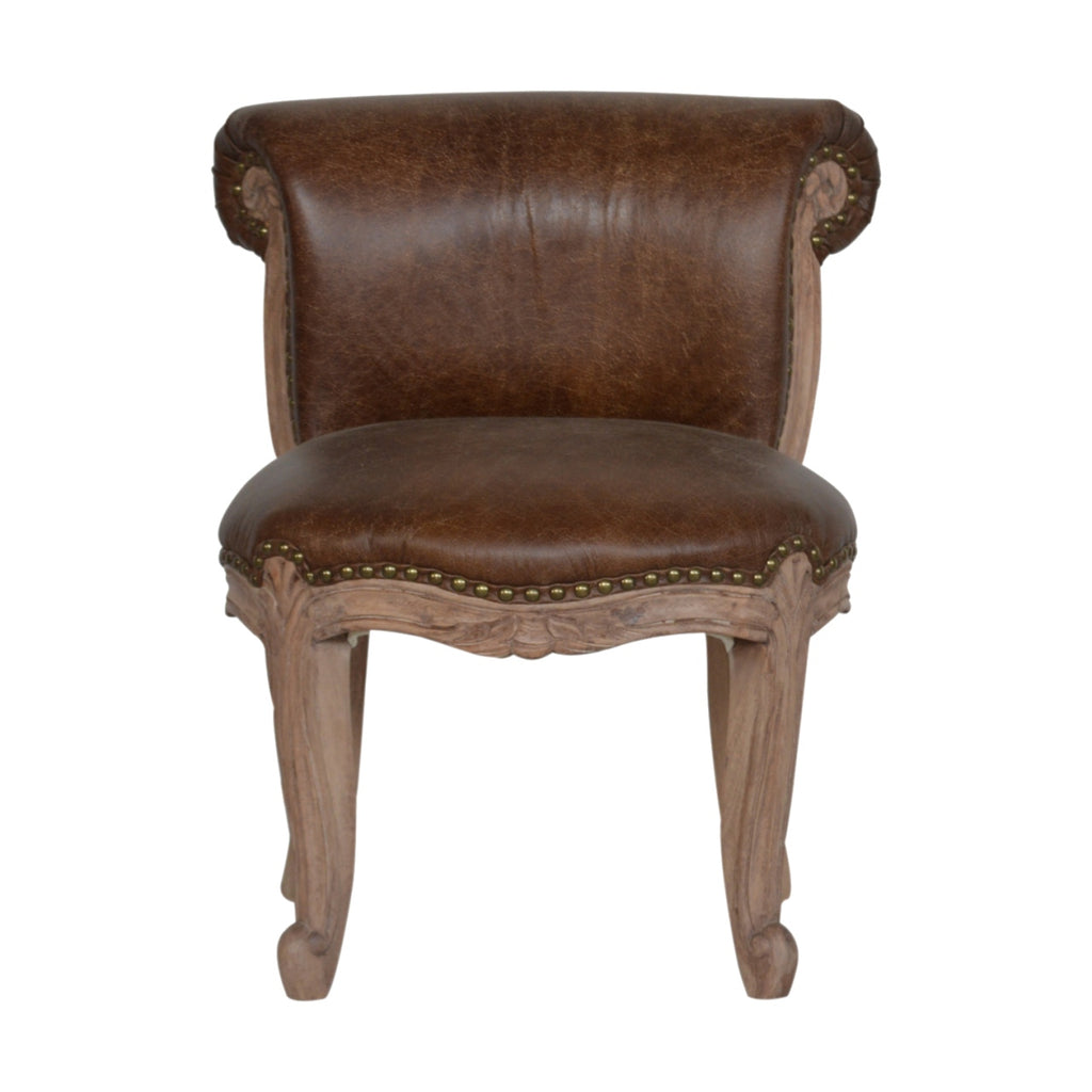 Buffalo Hide Studded Chair with Cabriole Legs