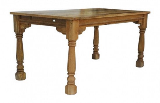 Carved Dining Table with Turned Legs