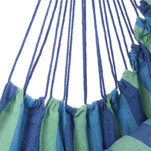 Hammock Chair - Cotton Canvas Hanging Rope Chair with Pillows Blue