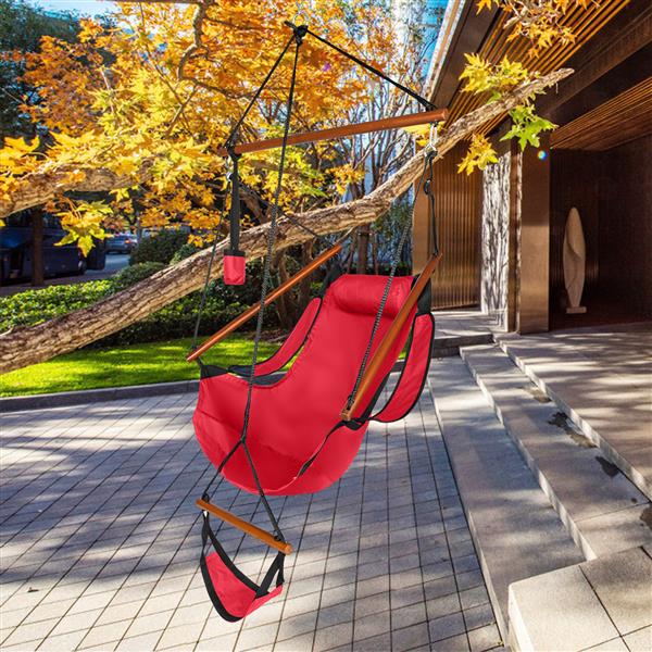 Hammock Chair in Oxford Cloth & Hardwood with Cup Holder - Red