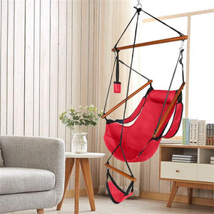 Hammock Chair in Oxford Cloth & Hardwood with Cup Holder - Red