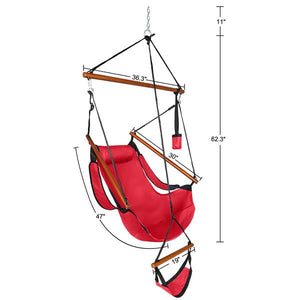 Hammock Chair in Oxford Cloth & Hardwood with Cup Holder - Red