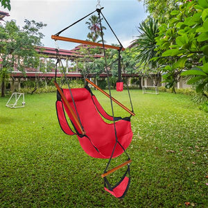 Hammock Chair in Oxford Cloth & Hardwood with Cup Holder - Red