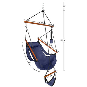 Hammock Chair in Oxford Cloth & Hardwood with Cup Holder  - Blue