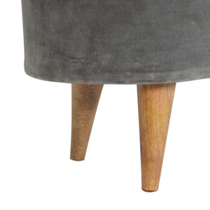 Oblong Grey Velvet Storage Footstool