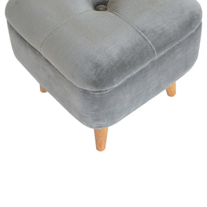 Square Grey Velvet Storage Footstool