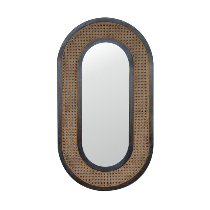 Carbon Black Rattan Mirror