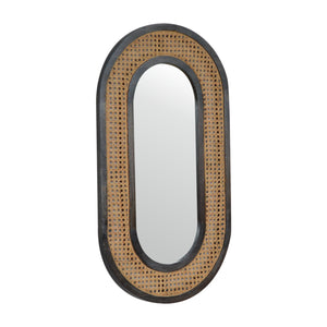 Carbon Black Rattan Mirror