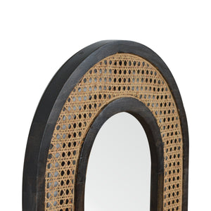 Carbon Black Rattan Mirror